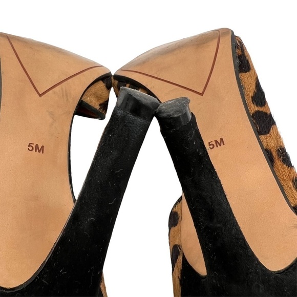 Halogen Brown Leopard Print D'Orsay Calf Hair Pointed Toe Heels Size 5 Women’s - Picture 9 of 9